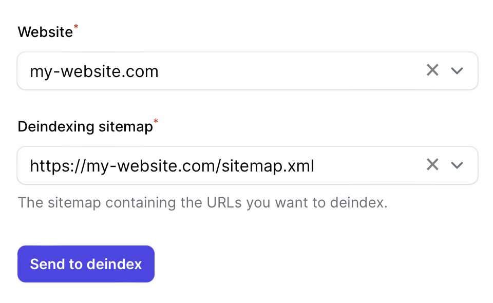 INDEXED.pro deindexing feature